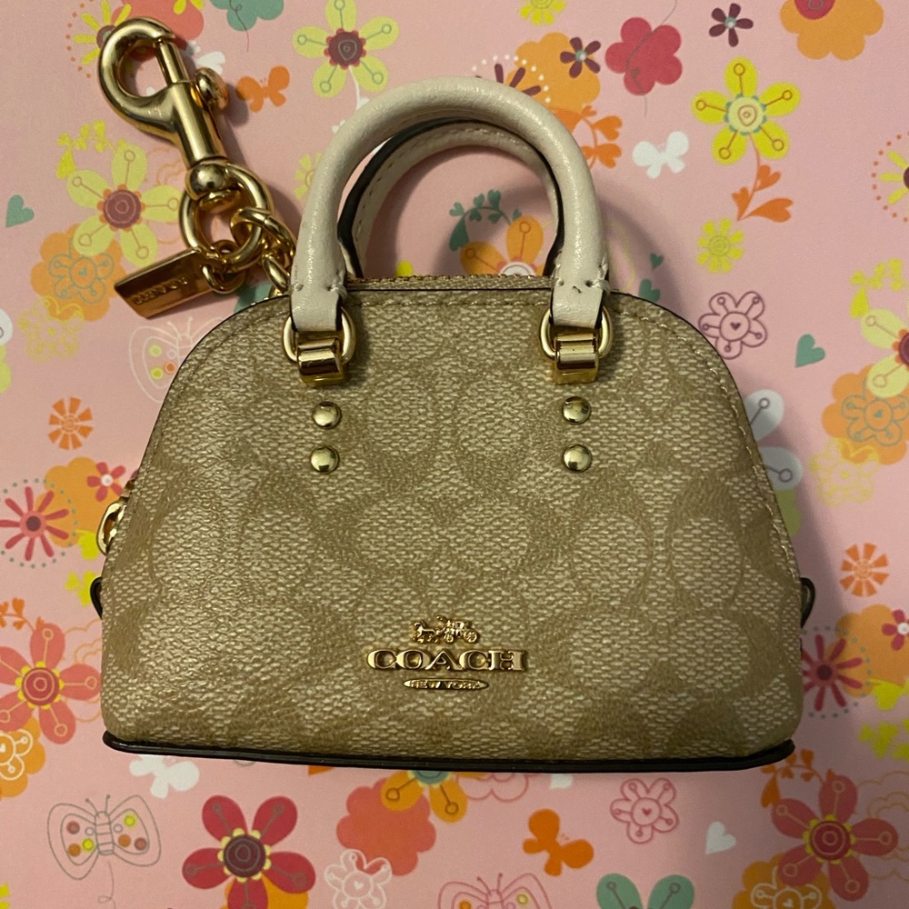 Coach Mini Katy Satchel Bag charm keychain canvas leather excellent one owner